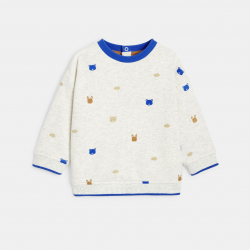 Obaibi Πουλόβερ υφασμάτινο με μοτίφ ζωάκια γκρι για μωρά αγοράκια