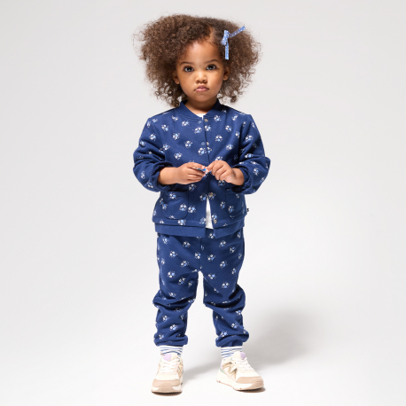 Obaibi Μπουφάν teddy με φλοράλ σχέδιο από χνουδωτό ύφασμα για μωρά κοριτσάκια