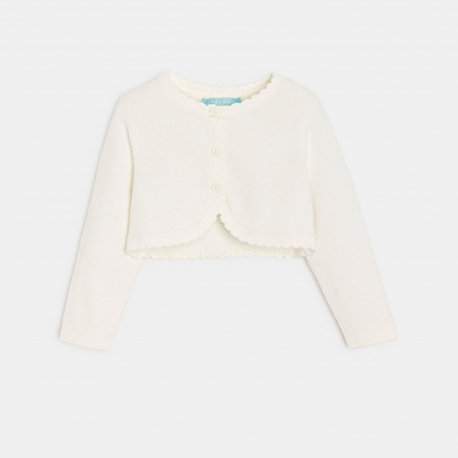 Obaibi Μπολερό από πλεκτό ύφασμα, λευκό για μωρά κοριτσάκια