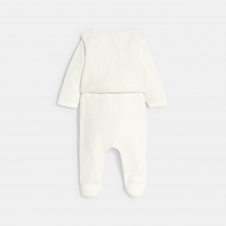 Obaibi Φορμάκι ύπνου από βελούδο και ζακέτα από μαλακό μποά, λευκή για μωρά κοριτσάκια