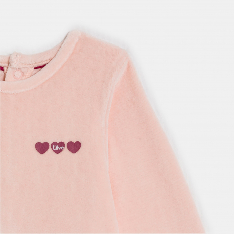 Obaibi Φορμάκι ύπνου βελουτέ με μοτίφ καρδιές ροζ για μωρά κοριτσάκια (σετ των 2)