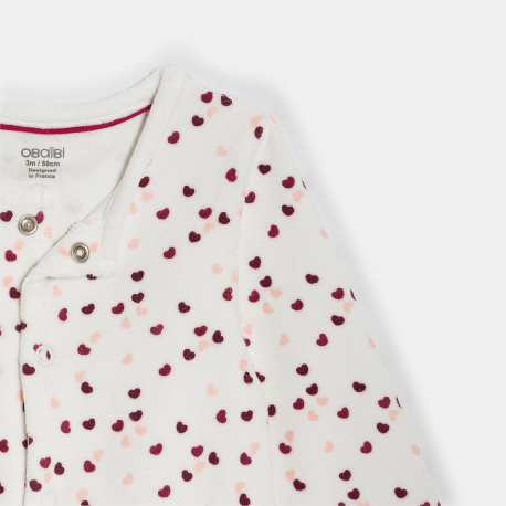 Obaibi Φορμάκι ύπνου βελουτέ με μοτίφ καρδιές ροζ για μωρά κοριτσάκια (σετ των 2)