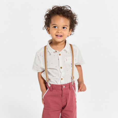 Obaibi Πουκάμισο κοντομάνικο με τυπωμένα σχέδια λευκό για μωρά αγοράκια