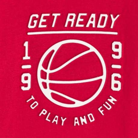 Okaidi Μπλούζα μακρυμάνικη με μήνυμα κόκκινη για αγόρια