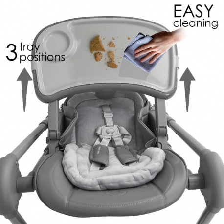 Καρέκλα φαγητού και κούνια/ριλάξ Bebe Stars Nuovo 2in1 Grey