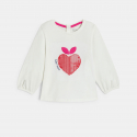 Obaibi Μπλούζα μακρυμάνικη , καρδιά, με πούλιες για μωρά κοριτσάκια