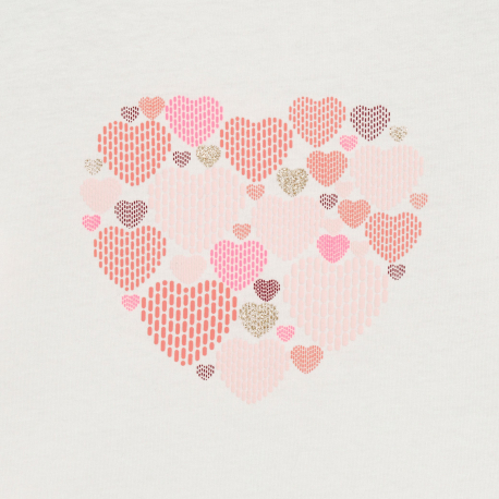 Okaidi Μπλούζα μακρυμάνικη με σχέδιο καρδιάς, λευκή για κορίτσια