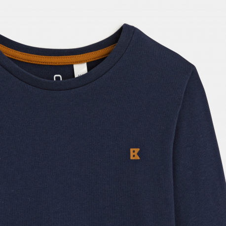 Okaidi Μπλούζα μακρυμάνικη, μονόχρωμη, μπλε για αγόρια