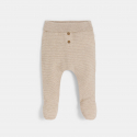 Obaibi Pantalon a pieds maille tricot beige bebe naissance