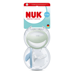 Πιπίλες Nuk® Perfect Match Green/Blue μέγεθος 1 (0-6m) με θήκη σετ των 2