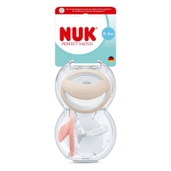 Πιπίλες Nuk® Perfect Match Beige/Red μέγεθος 1 (0-6m) με θήκη σετ των 2