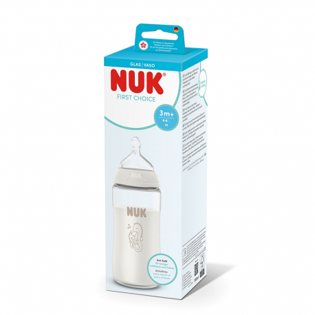 Μπιμπερό γυάλινο Nuk® First Choice με δείκτη ελέγχου θερμοκρασίας Seahorse 360ml