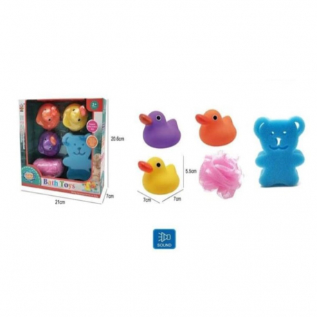 Σετ 3 παπάκια μπάνιου Lazarid με ήχο και 2 σφουγγαράκια