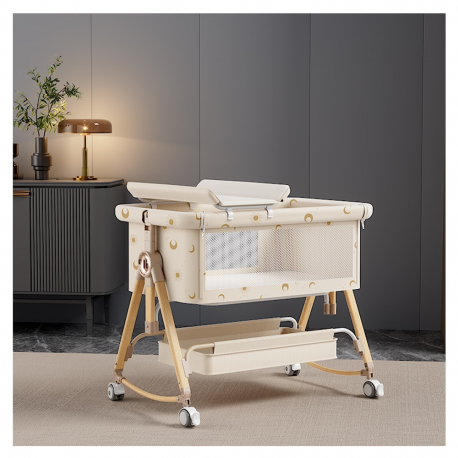 Πτυσσόμενο λίκνο 5 σε 1 Lazarid Κρεμ/χρυσό