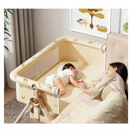 Πτυσσόμενο λίκνο 5 σε 1 Lazarid Κρεμ/χρυσό