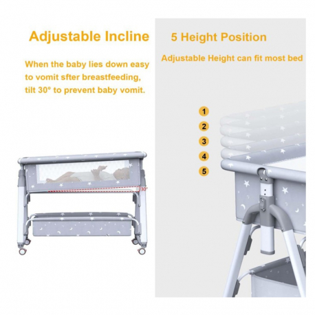 Πτυσσόμενο λίκνο 5 σε 1 Lazarid Γκρι