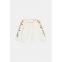 Obaibi Μπλούζα από χνουδωτό ύφασμα, με κέντημα, λευκή για μωρά κοριτσάκια
