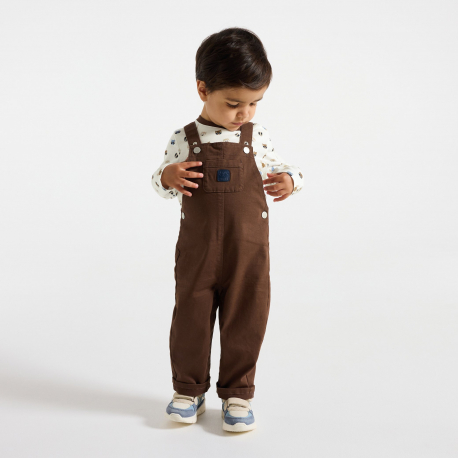 Obaibi Σαλοπέτα και μακρυμάνικη μπλούζα, καφέ για μωρά αγοράκια