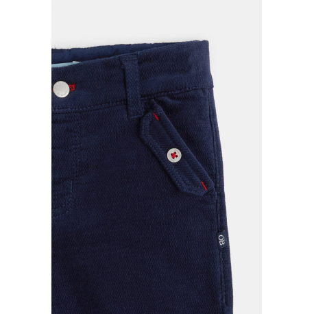 Obaibi Παντελόνι από βελούδο με ιδιαίτερο σχέδιο με ρεβέρ, μπλε για μωρά αγοράκια