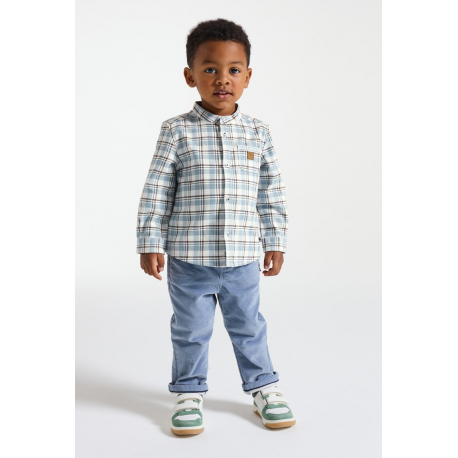 Obaibi Πουκάμισο καρό βαμβακερό μπλε για μωρά αγοράκια