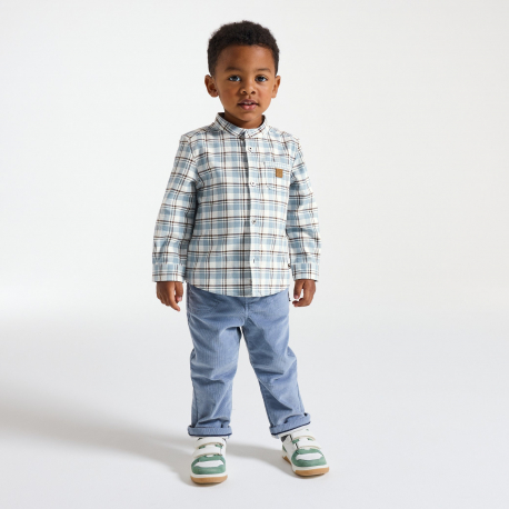 Obaibi Πουκάμισο καρό βαμβακερό μπλε για μωρά αγοράκια