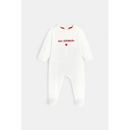 Obaibi Φορμάκι ύπνου από βελούδο με κέντρημα 3 διαστάσεων, λευκό για μωρά κοριτσάκια