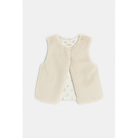 Okaidi Μπολερό από οικολογική γούνα λευκό για κορίτσια