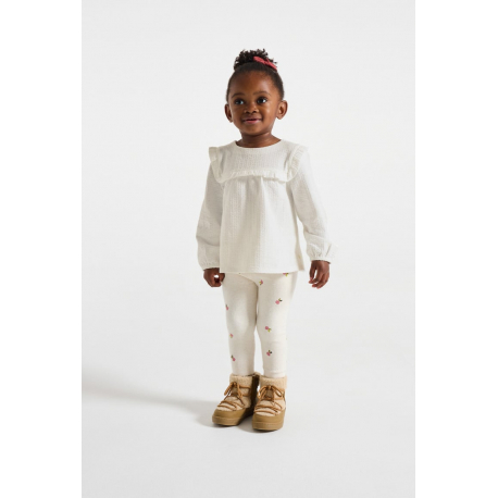 Obaibi Μπλούζα με ιδιαίτερο σχέδιο με βολάν φλοράλ, λευκή για μωρά κοριτσάκια