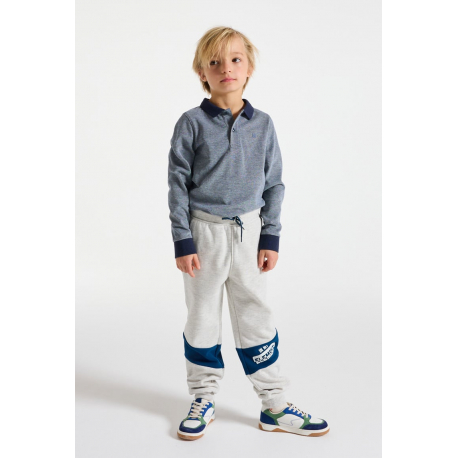 Okaidi Μπλούζα πόλο μακρυμάνικη, από βαμβακερό πικέ ύφασμα, μπλε για αγόρια