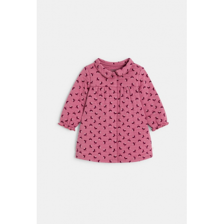 Obaibi Φόρεμα βαμβακερό με ιδιαίτερο φλοράλ σχέδιο και ροζ κολάν για μωρά κοριτσάκια