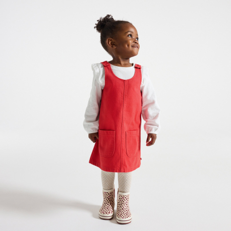 Obaibi Φόρεμα σαλοπέτα από τζιν κόκκινο για μωρά κοριτσάκια