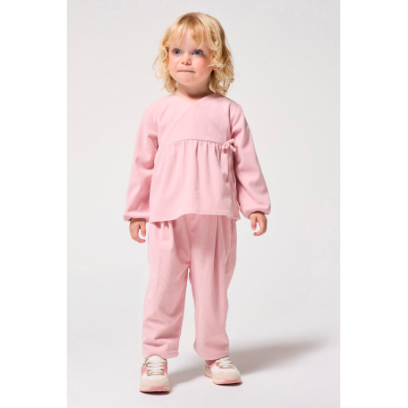 Obaibi Σύνολο από βελούδο ροζ για μωρά κοριτσάκια