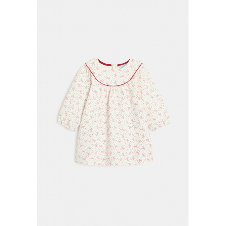 Obaibi Φόρεμα σε άνετη γραμμή με τυπωμένα σχέδια και κόκκινο κολάν για μωρά κοριτσάκια