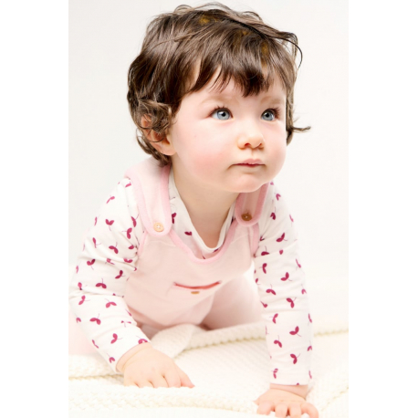 Obaibi Σαλοπέτα μακριά πλεκτή και φορμάκι φλοράλ ροζ για μωρά κοριτσάκια