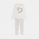 Okaidi Πιτζάμα καρδιά από μακό 2 τεμαχίων λευκή για κορίτσια