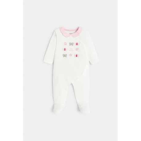 Obaibi Φορμάκι ύπνου από βελούδο, πεταλούδες, λευκό για μωρά κοριτσάκια