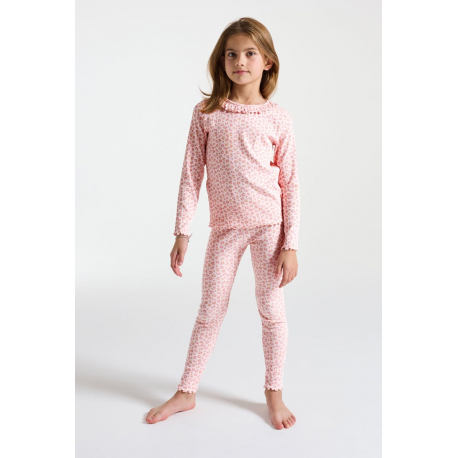 Okaidi Πιτζάμα 2 τεμαχίων από μακό με γραμμές λεοπάρ ροζ