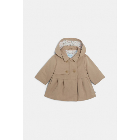 Obaibi Καμπαρντίνα αδιάβροχη με κουκούλα, μπεζ για μωρά κοριτσάκια