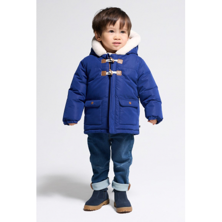 Obaibi Παλτό με κουκούλα με επένδυση χοντρό φλις, μπλε για μωρά αγοράκια