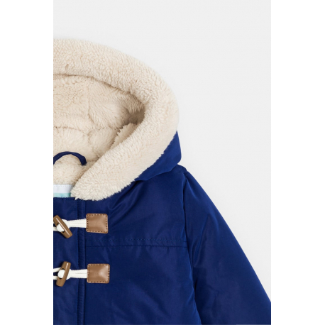 Obaibi Παλτό με κουκούλα με επένδυση χοντρό φλις, μπλε για μωρά αγοράκια