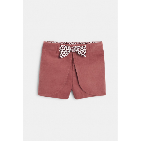 Obaibi Σορτς με φύλλα από κοτλέ βελούδο σε σκούρο ροζ για μωρά κοριτσάκια