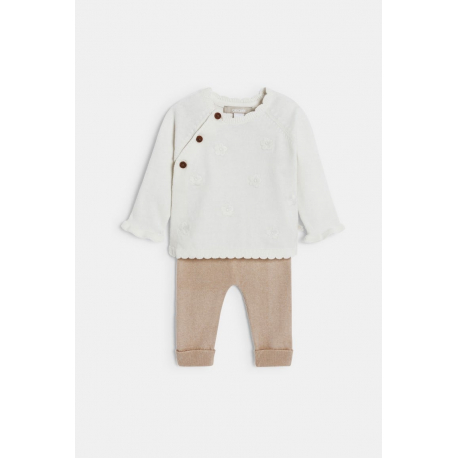 Obaibi Σύνολο βρεφικό, πλεκτό σε ανοιχτό μπεζ