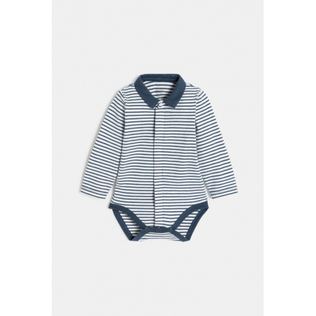 Obaibi Σαλοπέτα μακριά από βελούδο και ριγέ φορμάκι μπλε για μωρά αγοράκια