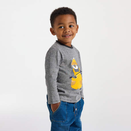 Obaibi Μπλούζα γκρι με μοτίφ ζωάκι για μωρά αγοράκια