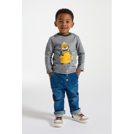 Obaibi Μπλούζα γκρι με μοτίφ ζωάκι για μωρά αγοράκια