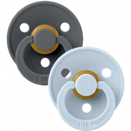Πιπίλες Bibs® Colour Iron/Baby Blue Στρογγυλή No3, σετ των 2