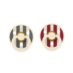 Πιπίλες Bibs® Studio Collection Block Ruby/Pine Στρογγυλή No2, σετ των 2