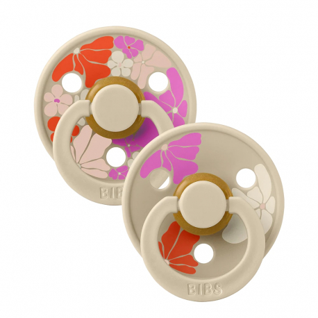Πιπίλες Bibs® Studio Collection Morning Bloom Vanilla Στρογγυλή No2, σετ των 2