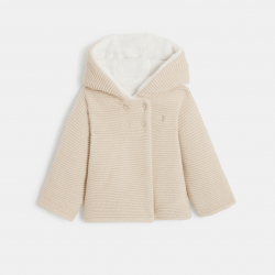 Obaibi Μπουφάν ζεστό με φλις επένδυση με κουκούλα, μπεζ για νεογέννητα