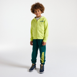 Okaidi Παντελόνι φόρμας με μήνυμα από χνουδωτό ύφασμα πράσινο για αγόρια